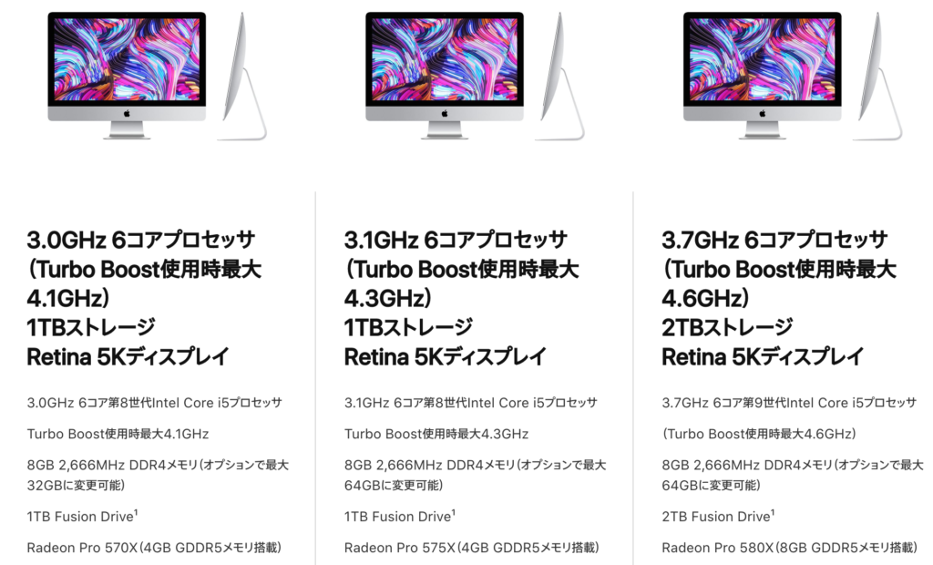 iMac 27インチモデルシリーズ